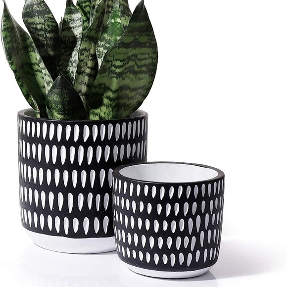 Potey Other - Set of 2 Cement Planter Pots for Plants Indoor